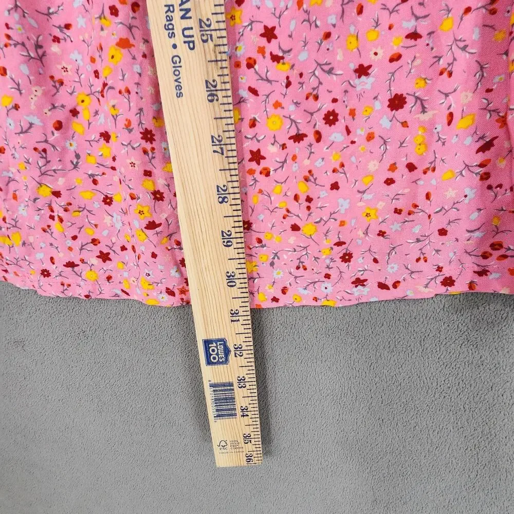Levis Ruffle Dress L Kids Girl Cold Shoulder Floral Pink Tiered Midi 12-13yr NEW